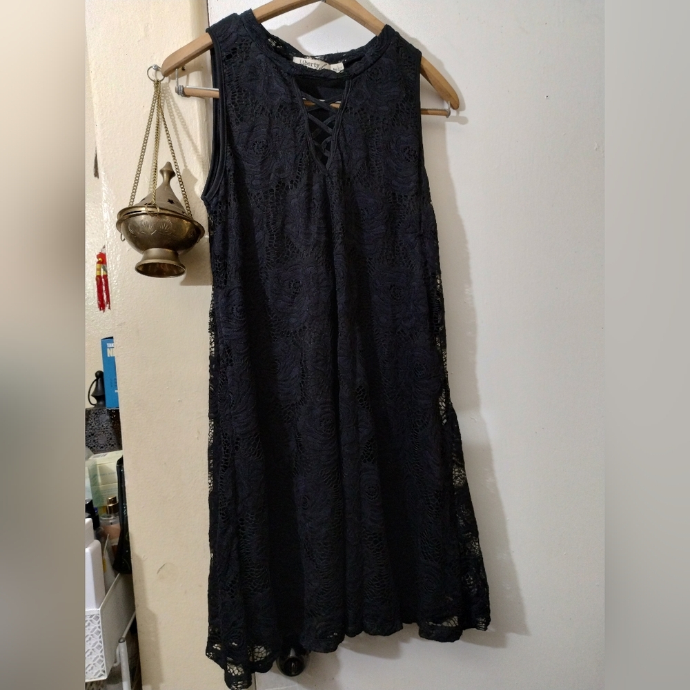 Liberty love black rose lace dress